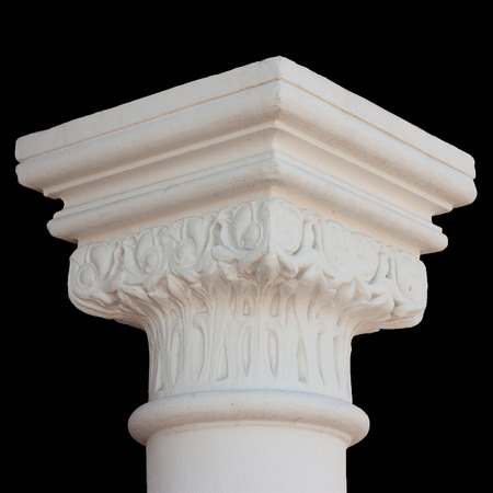 White column capital isolated on blackの写真素材
