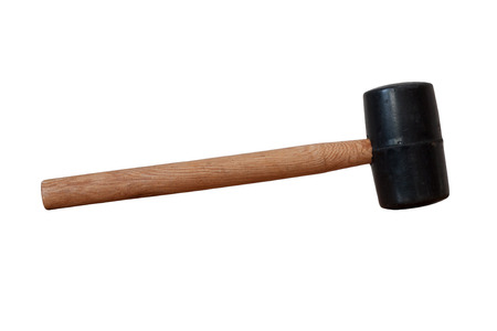 Rubber hummer or mullet with a wooden handle isolated on white without shadowの写真素材