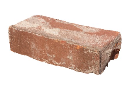Single old red brick isolated on white の写真素材