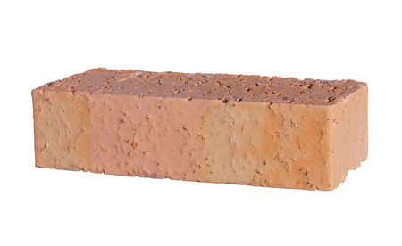 Single red solid porcelain brick isolated on white の写真素材