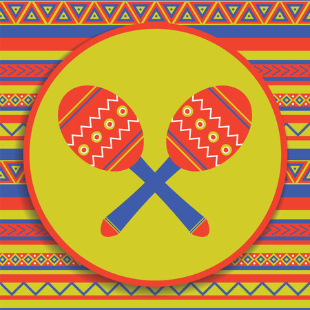 traditional mexican musical instrument on patterned backgroundのイラスト素材