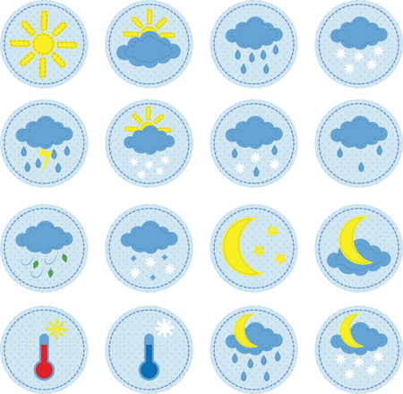 set of a cute sewed cloth weather iconsのイラスト素材