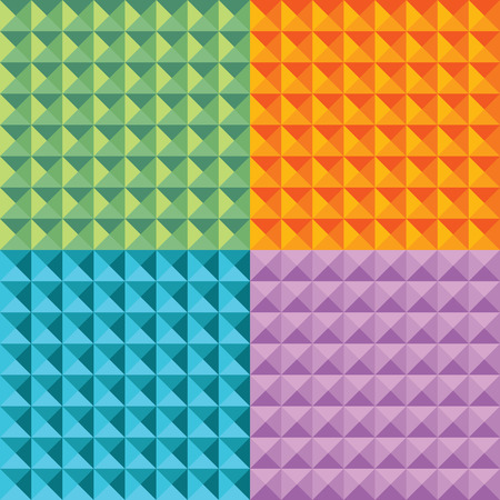 set of geometric triangle seamless multi colored patternsのイラスト素材