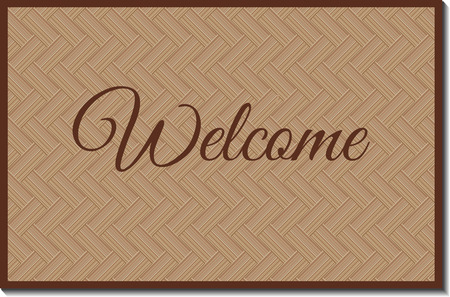 isolated rustic wicker welcoming mat with shadowのイラスト素材