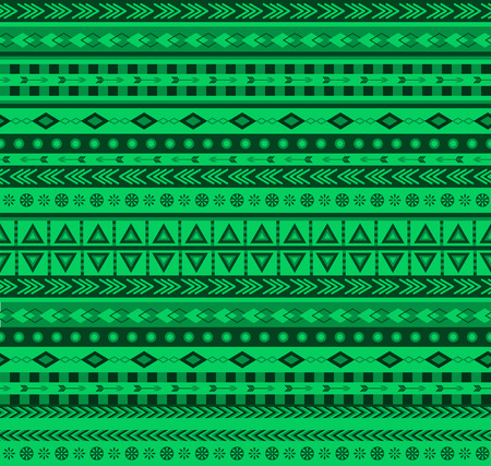 green vector seamless pattern with traditional aztec elementsのイラスト素材