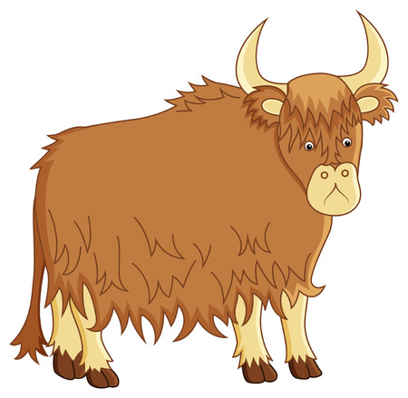 funny image of yak on isolated backgroundのイラスト素材