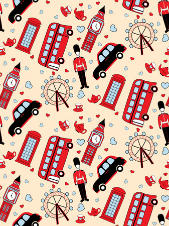 vector seamless pattern with traditional symbols of Londonのイラスト素材