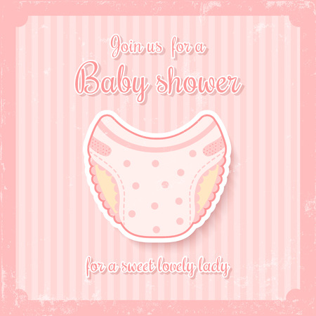 cute baby shower invitation for baby girl in soft pink tonesのイラスト素材
