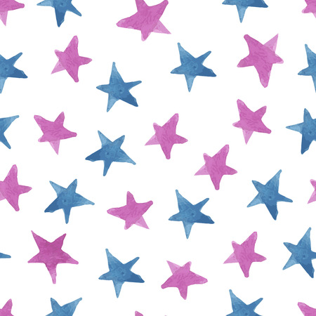 vector seamless pattern with images of cute hand painted watercolor starsのイラスト素材