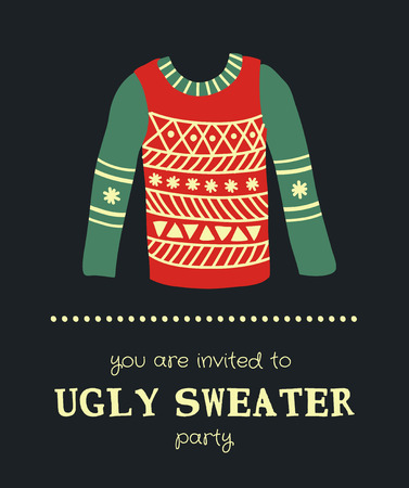 template of a Christmas greeting card, a sweater on a dark backgroundのイラスト素材