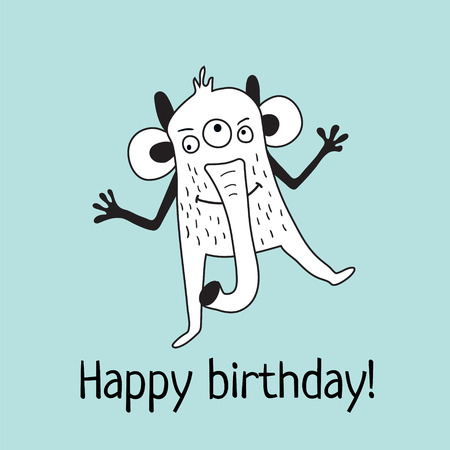 vector illustration of a funny monster on a blue backgroundのイラスト素材