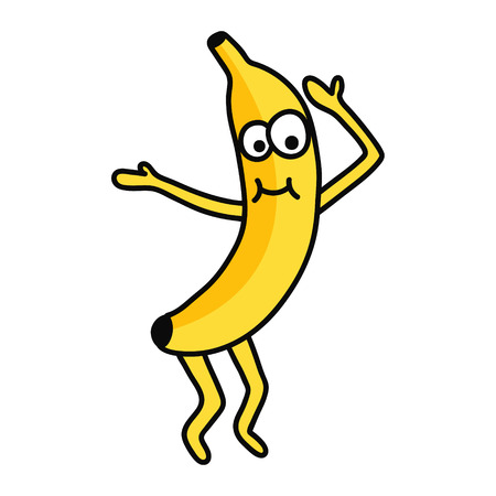 vector illustration of a cute banana dancing on isolated backgroundのイラスト素材