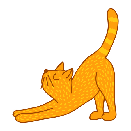 A cute cat standing and stretchingのイラスト素材