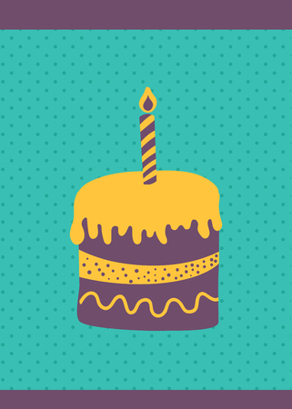 Template of greeting card with cake illustration