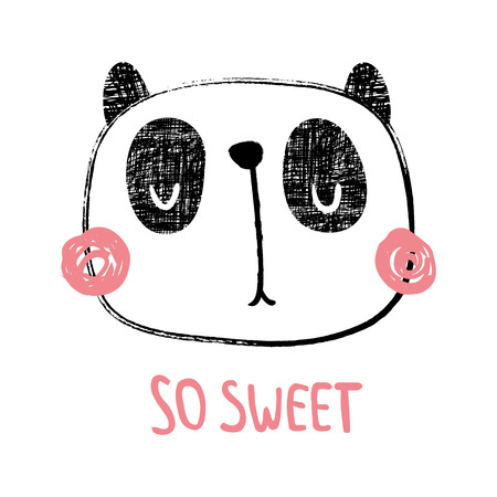 A vector illustration of super sweet panda with grunge effectのイラスト素材