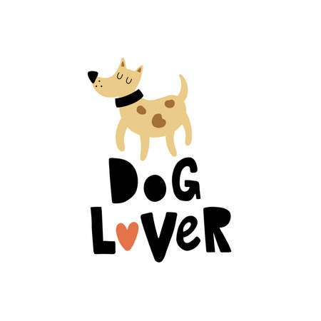 vector illustration of cute dog and lettering textのイラスト素材