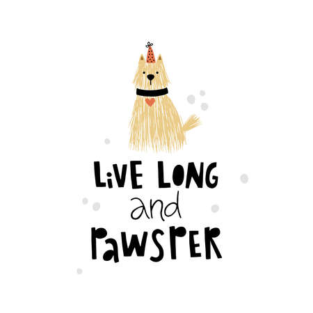 cute vector illustration of dog and lettering textのイラスト素材