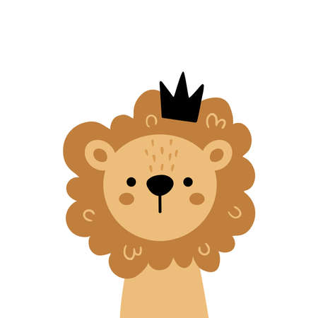 vector illustration of a cute lion in crownのイラスト素材