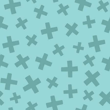 vector seamless pattern with plus signs on blue