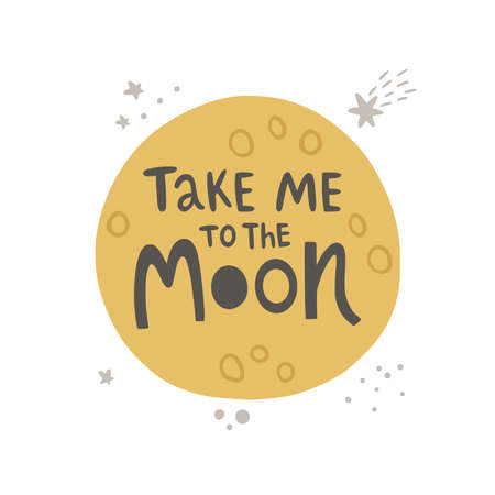 vector image of moon and space lettering quoteのイラスト素材