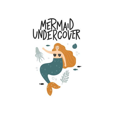 vector design of a mermaid undercover quoteのイラスト素材