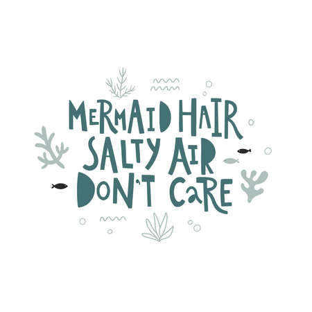 vector hand lettering text and underwater seaweedのイラスト素材