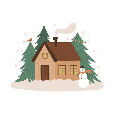 vector image of a house in a woodのイラスト素材