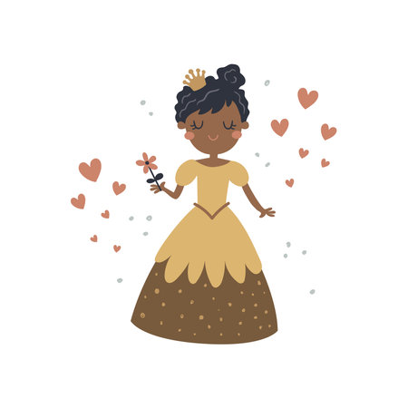 vector illustration of a cute black skin princessのイラスト素材