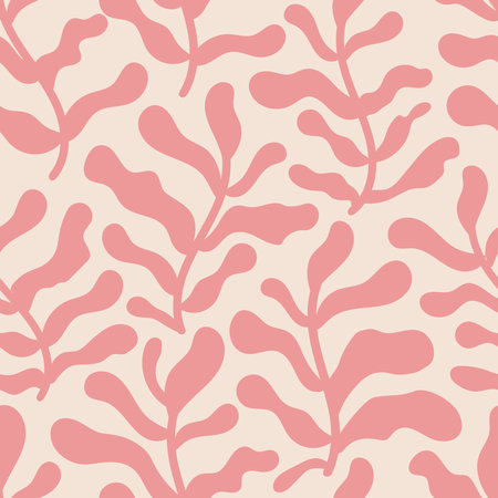 vector seamless pattern with abstract pink leavesのイラスト素材