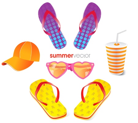 summer beach items isolated on witheのイラスト素材