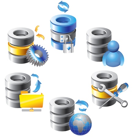 Database - Web Hosting Icons のイラスト素材