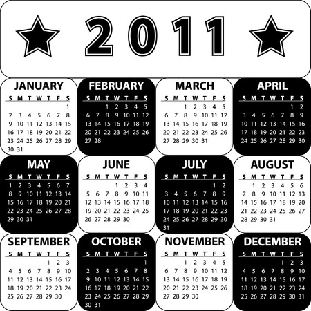 Black and white calendar for 2011のイラスト素材