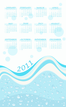 2011 calendar with wavy water background のイラスト素材