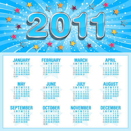 Stars calendar for 2011のイラスト素材