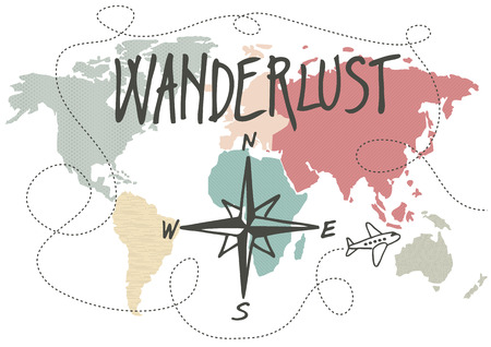 Wanderlust, vintage style illustrationのイラスト素材