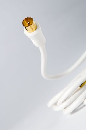 white coaxial cable isolated on gradient backgroundの写真素材