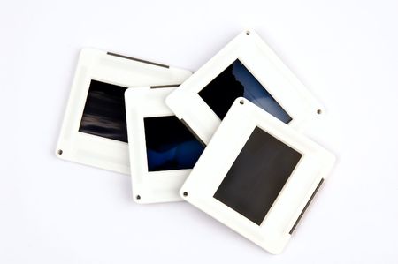 bunch of slides isolated on white backgroundの写真素材