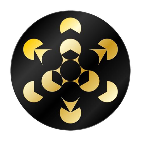 metatron's cube, sacred geometry, gold and blackのイラスト素材