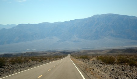 Desert road in Death Valley, National Park, California, USAの写真素材