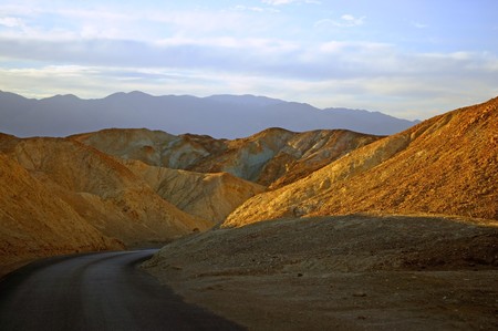 Sunset on mountains of a valley of death in californiaの写真素材