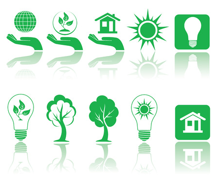 Different forms of green icons, illustrationのイラスト素材