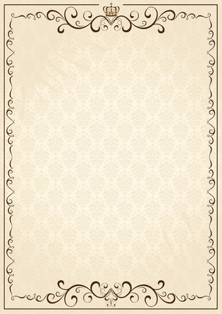 Old grunge paper with floral elements, illustrationのイラスト素材