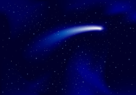 Night background, shining Stars and comet on dark blue sky, illustrationのイラスト素材