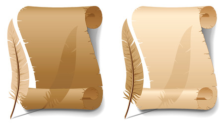 Background with old paper and feather, illustrationのイラスト素材