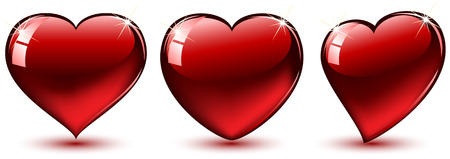 Set of shine red Hearts, illustrationのイラスト素材