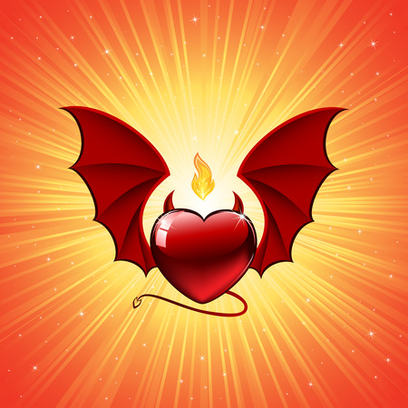 Heart on orange background, illustrationのイラスト素材