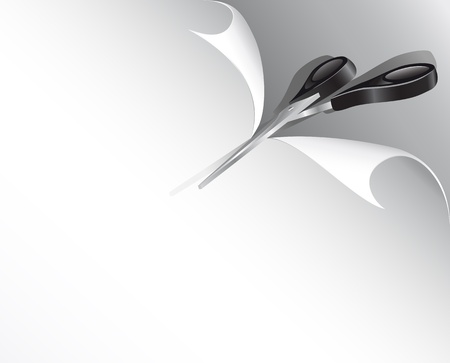 Scissors cut a paper, illustrationのイラスト素材