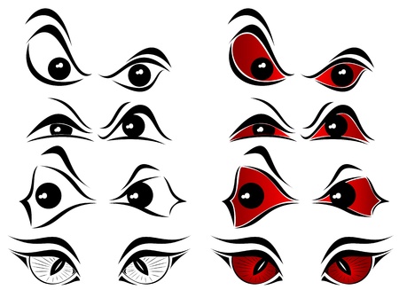 Set of evil eyes on white background, illustrationのイラスト素材