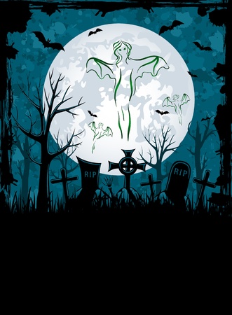 Grunge Halloween night background, illustrationのイラスト素材
