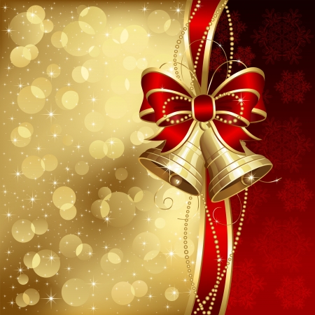 Background with bells, bow, stars and blurry light, illustrationのイラスト素材